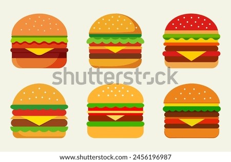 Set hamburger icon. Fast food icon