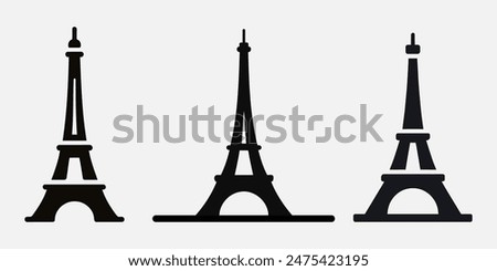 Eiffel tower black on a white background illustration.