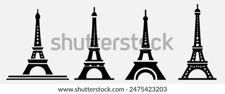 Eiffel tower black on a white background illustration.