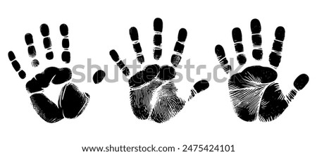 Hand palm print isolated on white background. Creative paint hands prints. Happy childhood design. bright human palm