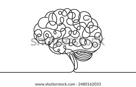 Continuous one line drawing of human brain. Hand drawn minimalism style. brain line art vector illustration