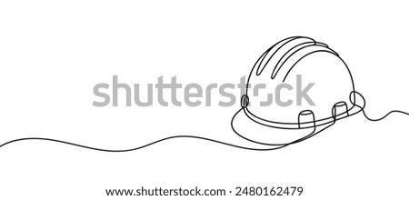 one line drawing of isolated hard hat.