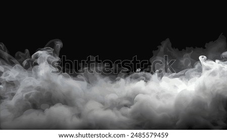 Realistic white fog or smoke on a black background. Vector illustration