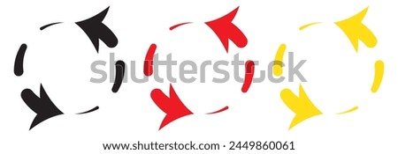 Flat icon of graphical symbol of movement, rotation, cyclic recurrence, etc. Vector illustration