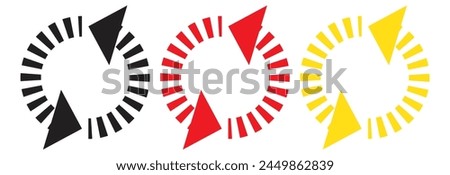 Flat icon of graphical symbol of movement, rotation, cyclic recurrence, etc. Vector illustration