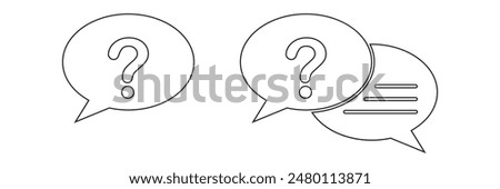 Comment question icon set. Question and answer pictogram. inquire bubble. Ask or request icon. Frequently asked questions icon in black color.