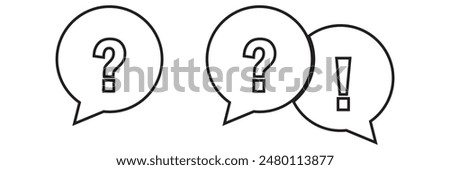 Comment question icon set. Question and answer pictogram. inquire bubble. Ask or request icon. Frequently asked questions icon in black color.