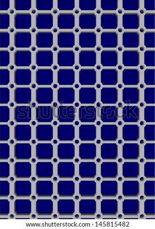 Plastic grid with openings for weaving on a blue background.