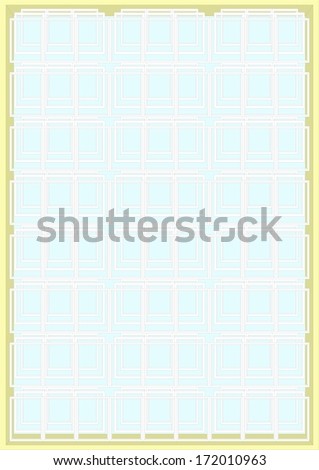 Large number of small frames in a large frame on a light blue background.