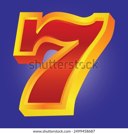 A striking red number 7 with a gold border vector illustration, ideal for use in casino, luxury, and decorative designs.High-quality perfect for websites, marketing materials, and promotional content.