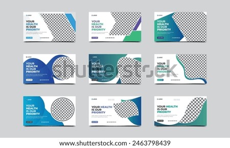 Healthcare social media post design bundle. Medical healthcare web banner template. Your health is our priority flyer design template. vector illustration..eps
