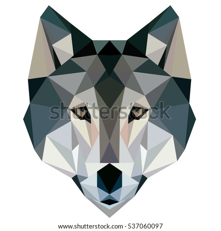 Wolf low poly, design geometric, animal illustration vector.