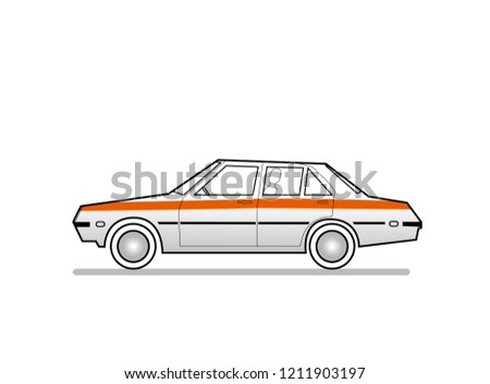 Vector Illustration of an old Car with an Orange Stripe across it