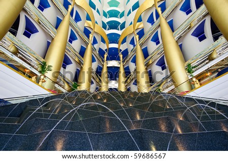 DUBAI, UAE - JULY 30: The grand entrance to the Burj al Arab Hotel taken 30th July 2010 in Dubai.  The hotel is classed as one of the most luxurious in the world.
