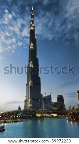 DUBAI, UAE - APRIL 11: The Burj Khalifa, tallest building in the world, taken on April 11, 2010 in Dubai.  The observation deck and viewing platform on the 124th floor is now open to the public.