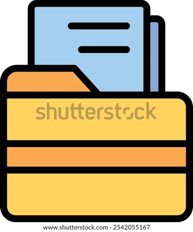 Folder Vector Line Filled Icon Design