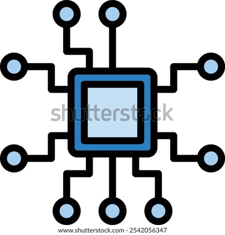 Cpu Vector Line Filled Icon Design