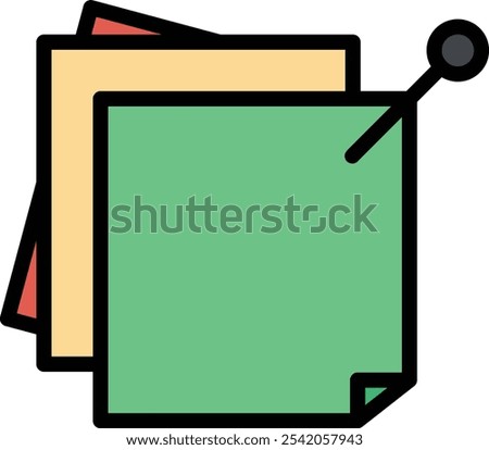 Sticky Notes Vector Line Filled Icon Design