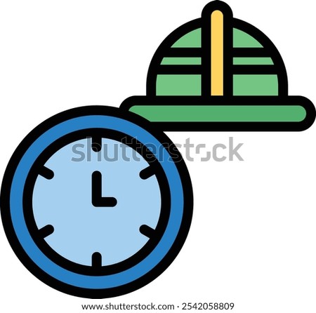 Working Hours Vector Line Filled Icon Design