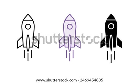 Rocket icon set. Startup icon vector. Abstract rocket ship symbolizing the startup's launch and growth. simple Vector art