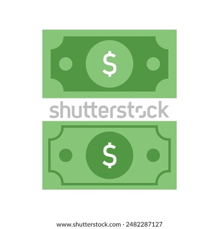 Dollar sign, USD paper currency, money symbols,  Dollar banknote, Flat dollar money Vector illustration, 