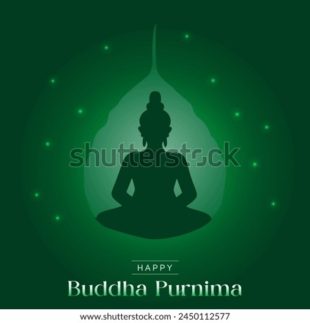 Creative greeting design with picture of Gautama Buddha meditating on the occasion of Lord Buddha's birthday.