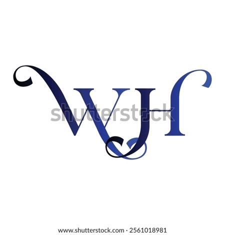 wh simple alphabet art vector icon negative space logo design for your business