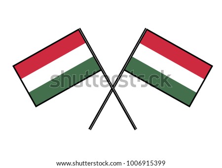 Flag of Hungary. Stylization of national banner. Simple vector illustration with two flags.