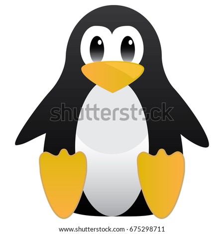 Abstract cute penguin in cartoon style isolated on white background. Funny pinguin image. Vector illustration.