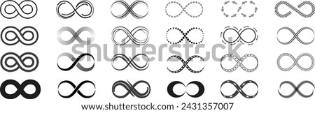  Set of infinity icons. Illustration of infinite outline, motion infinity, eternity continual