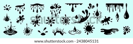 Water drops icon vector set. Liquid drops and splash set. 