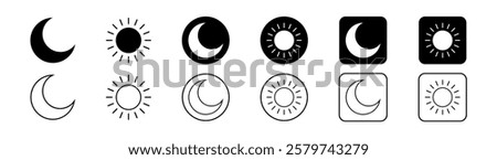 Vector day night switch. Mobile apps or website screen brightness icon set. Day and night mode.