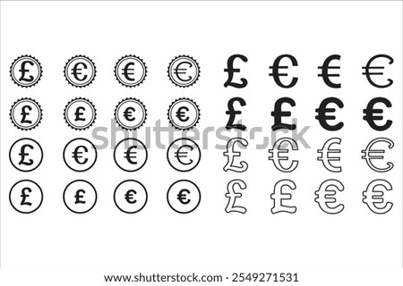 Dollar , Euro , Pound and Yen sign set . Money icon set in circle . Vector illustration