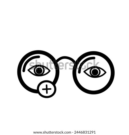 Vision line icon.Special glasses for eyes.plus lenses.Isolated vector illustration