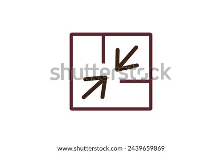 arrow design graphic in tools zoom icon Stock Vector.minimize icon arrow meeting point, rally compact size small scale arrow icons . shrink icon resize in arrow . zoom out, ZOOM IN icons