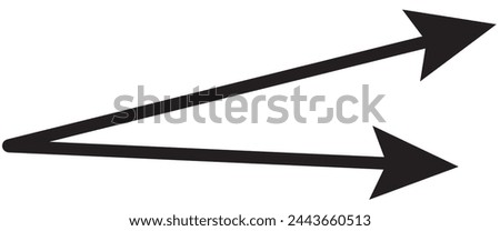 Dual semi circle arrow. Vector illustration. Semicircular curved thin long double ended arrow. Long arrow vector icon. Black horizontal double arrow. Vector 10 Eps. Black simple symbol for measuring.