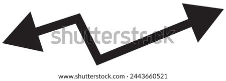 Dual semi circle arrow. Vector illustration. Semicircular curved thin long double ended arrow. Long arrow vector icon. Black horizontal double arrow. Vector 10 Eps. Black simple symbol for measuring.