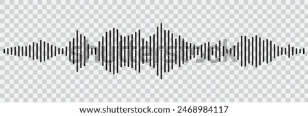 Set of radio Wave icon. Monochrome simple sound wave on transparent background. Vector sound wave icon. Music player sound bar. Record interface. Equalizer icon with soundwave line. used for mobile.