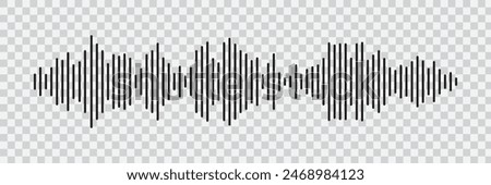 Set of radio Wave icon. Monochrome simple sound wave on transparent background. Vector sound wave icon. Music player sound bar. Record interface. Equalizer icon with soundwave line. used for mobile.