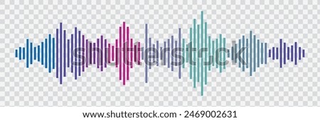 Abstract sound wave stripe lines colourful gradient equalizer isolated on transparent background in concept music, sound, technology.