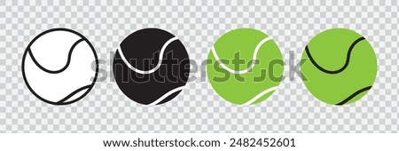 Tennis ball in different designs. Tennis ball. Sport concept. Vector illustration