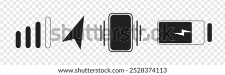 Status bar. Time, communication, Wifi , battery icon. Vector Illustration. Vector Graphic. EPS 10