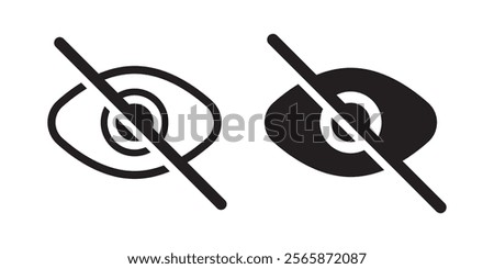 closed eye, eye slash, hide icon symbol vector template