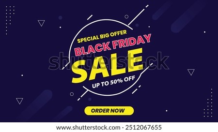 Black Friday Special Huge Offer Up to 50% Off Order Now Dark Purple Banner Template Design for Your Sale Get Eye-Catching Designs and Maximize Impact with Our Exclusive Black Friday Deals Don't miss 