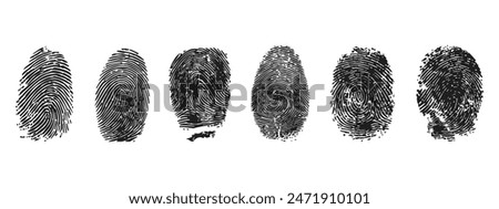 Black fingerprints, vector white Background isolated.