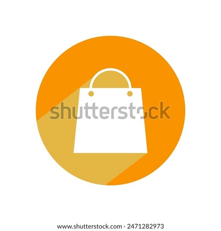 White Handbag icon isolated with long shadow. Shoping bag sign. Woman bag icon. Female handbag sign. Glamour casual baggage. Vector Illustration.