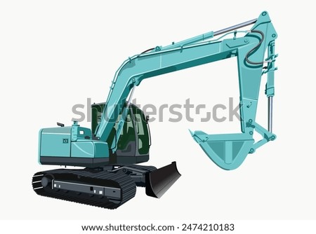 Heavy equipment machine manufacturing power equipment for open pit mining Big 3d orange yellow front end loader tractor truck or wheel excavator isolated template white background.