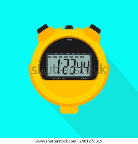 Realistic digital stopwatch illustration. A clock for keeping track of time on land and swimming.