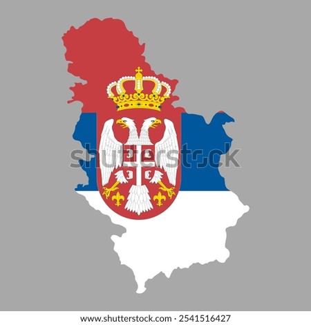 Flag Map of Serbia. Serbia Flag Map vector illustration