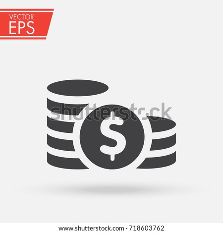 Coin money finance sign. Dollar coin currency stack icon. Bank payment symbol. Flat isolated illustration.